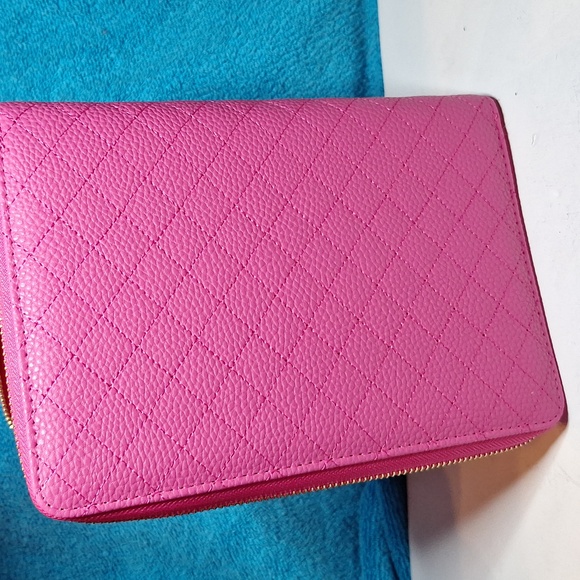 A6 Personal Binder, A6 Cash Stuffing Wallet Quilted Hot Pink Zipper Planner NEW - Picture 6 of 7